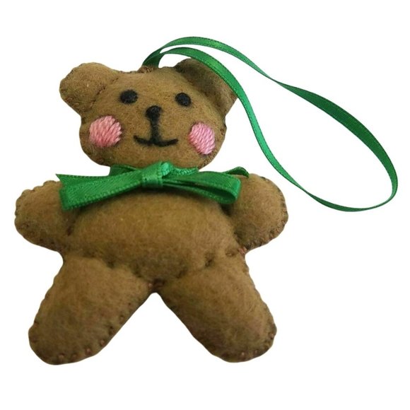 Gingerbread Man Teddy Bear Christmas Tree Ornament Handmade 2.5" Tall - Picture 1 of 3